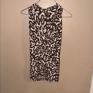 Chaus Brown and White Sleeveless Top